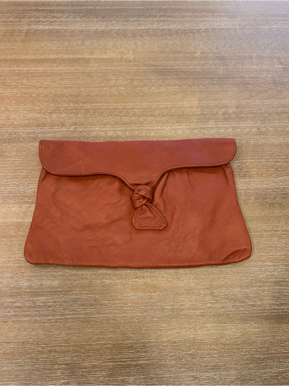 Vintage Women's Leather Knot-Front Clutch in Rust